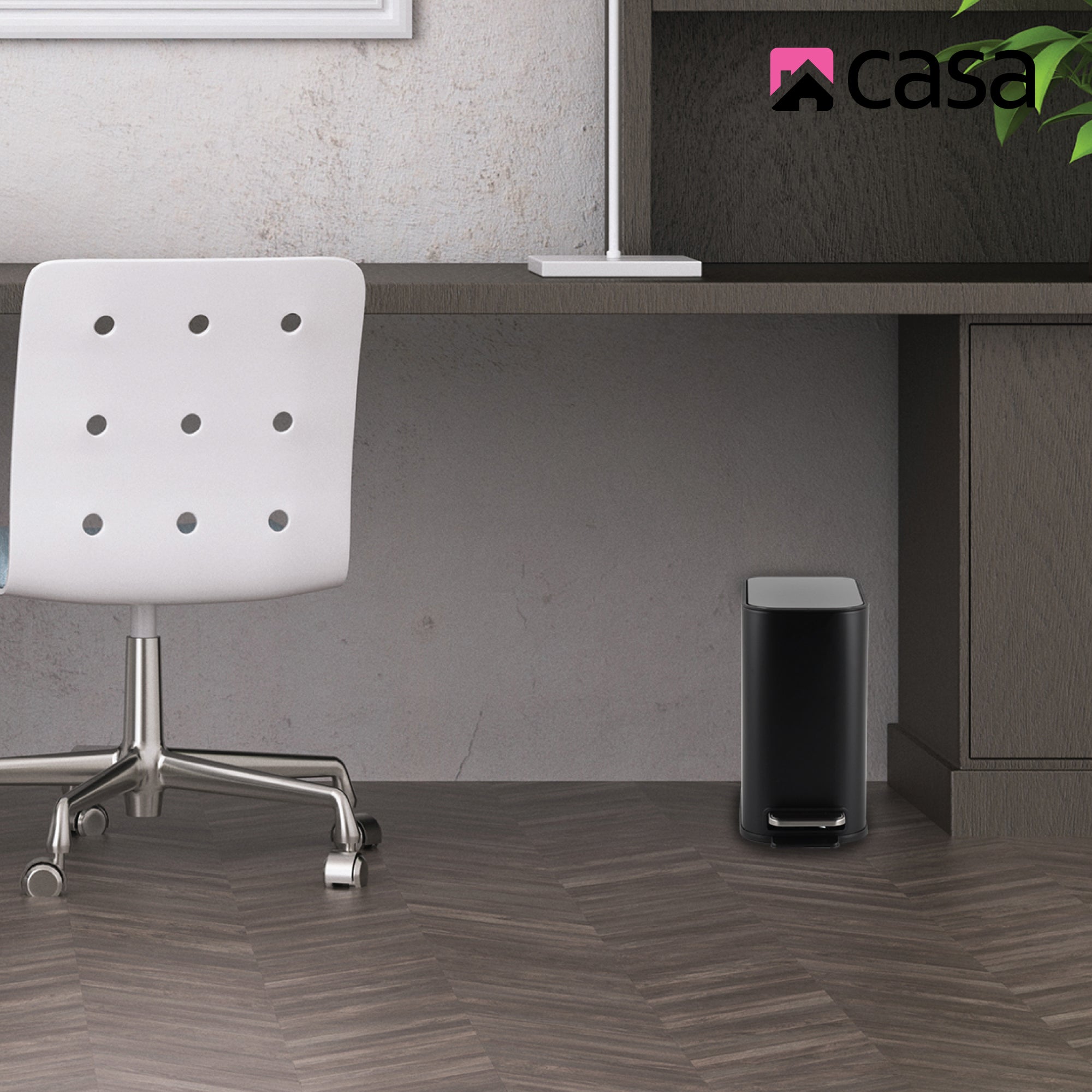 5L Slimline Rectangle Steel Pedal Bin - Matte Black - Trento